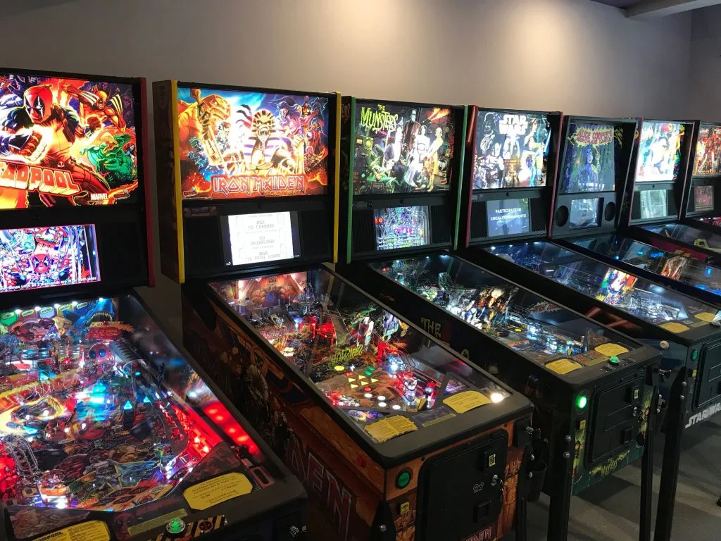 A pinball machine playfield
